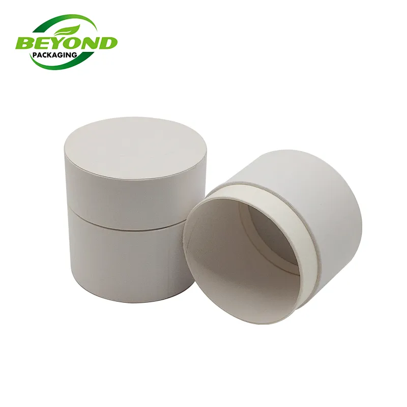 Flat White Round Kraft Paper Cylinder Box For Powder Dry Shampoo Packaging Paper Tube With Shaker