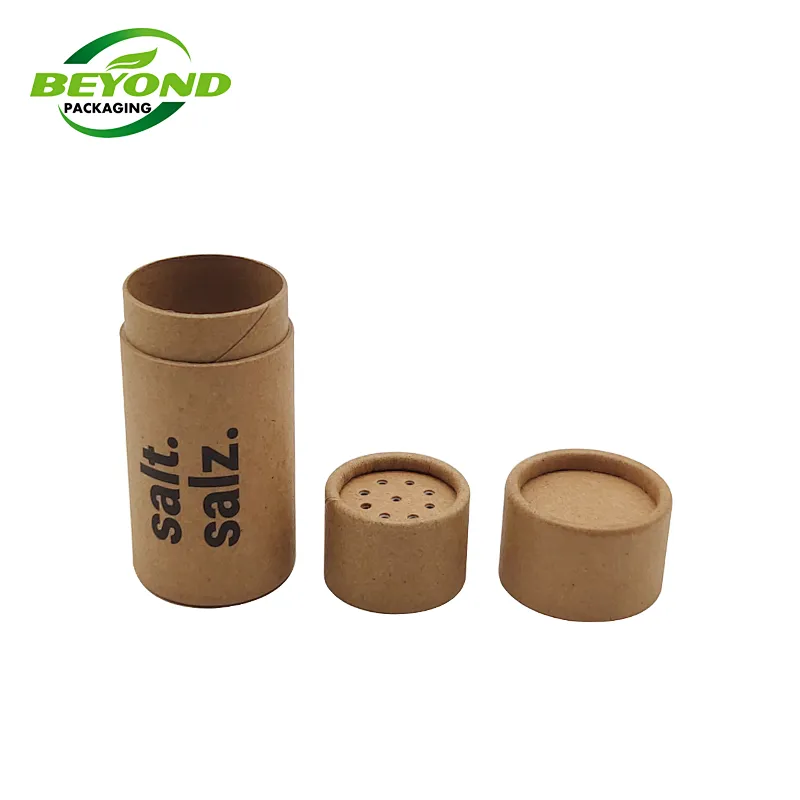 Custom black printing logo biodegradable round kraft paper cardboard tubes with cosmetic powder shaker lid