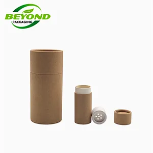 Eco Friendly Brown Kraft Cardboard Cylinder Tube Cosmetic Container Empty Powder Packaging Tube With Paper Shaker