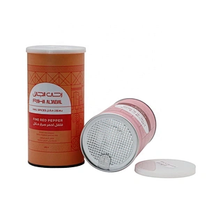 Recycled food grade round kraft paper tube with easy tear cover and plastic lid bottom for powder food packaging