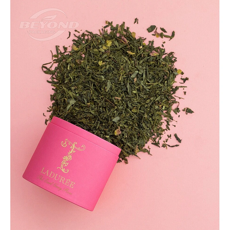 Beautiful  Luxury Customized Printing Design Round Paper Tube For Flower Tea Packaging With Flat Edge