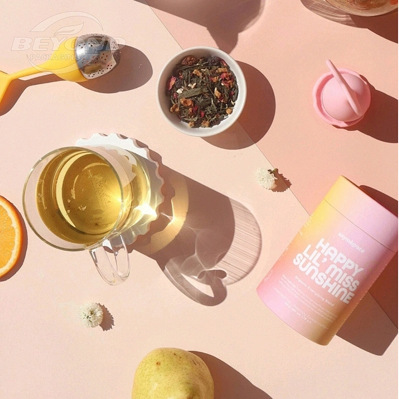 Beautiful Colorful Round Big Paper Tube Kraft Cardboard Coated with Art Paper Packaging For Loose Tea