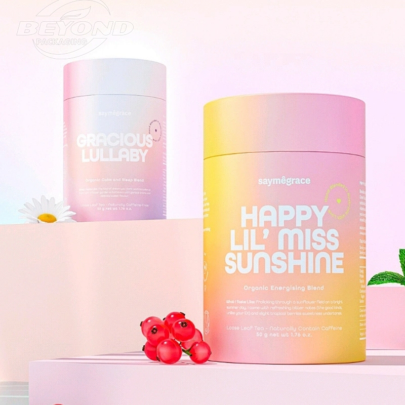 Round Tube Luxury Custom Design Rigid Cardboard Gift Tea Packaging Kraft Paper Cylinder Box