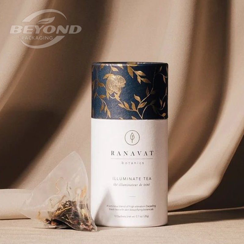 Biodegradable Food Cardboard Tea/Cpffee Cans Custom Printing Paper Tube for 50g Herbal Loose Tea Packaging