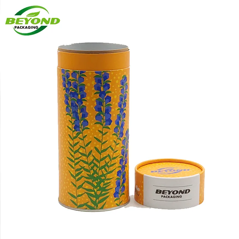 Aluminum foil easy open peel off lid cylindrical paper box food grade tube packaging for coffee tea nut
