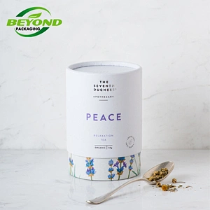Food grade eco friendly biodegradable tea paper tube packaging cardboard cylinder container for tea round box packaging