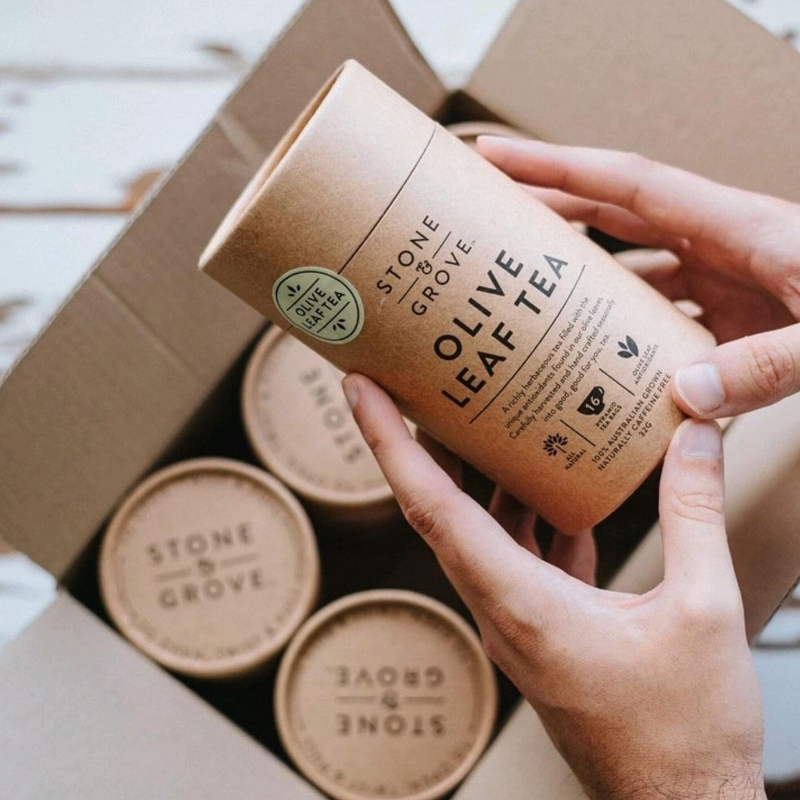 Eco friendly biodegradable food grade loose tea round box coffee cylinder brown kraft cardboard packaging gift box paper tube