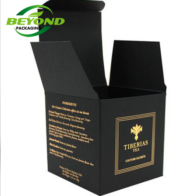 Biodegradable Black Square Custom Size Design Card Paper Box For Cosmetics Food Gift Packaging