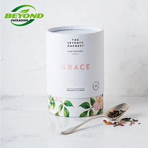 Food grade eco friendly biodegradable tea paper tube packaging cardboard cylinder container for tea round box packaging