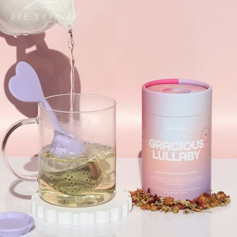 Round Tube Luxury Custom Design Rigid Cardboard Gift Tea Packaging Kraft Paper Cylinder Box