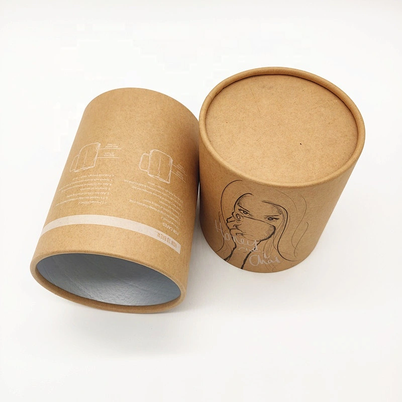 Custom Food Grade Cardboard Cylinder Sleeve Paper Tube Packaging Printing Design for Eco- friendly Tea Packaging