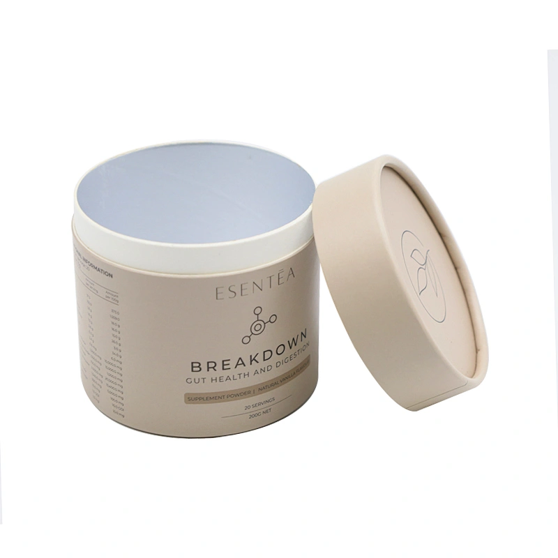 Recycled Round Cylinder Paper Tube Packaging Food Grade Airtight Easy Peel Off Paper Tube Packaging For Food Coffee Tea