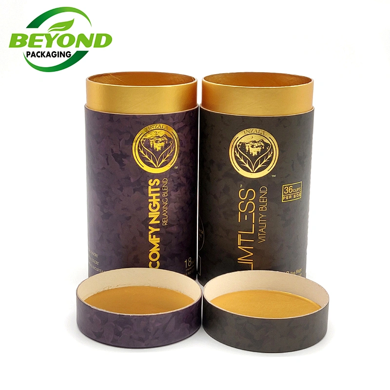 Custom 100% Recycled Biodegradable Food Grade Cylinder Packaging Kraft Cardboard Empty Kraft Paper Tubes for  Loose Leaf Tea