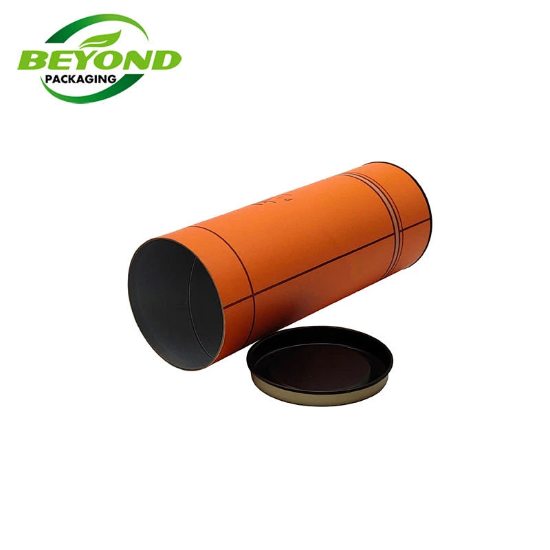 Food Grade Custom Printing Cardboard Creative Round Cylinder Nut Box Paper Tubes Tea Packaging  Cans with Metal Lid