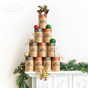 Custom Design Kraft Brown Round Cylinder Packaging Gift Box Recycle Food Paper Tube Canister with Lid