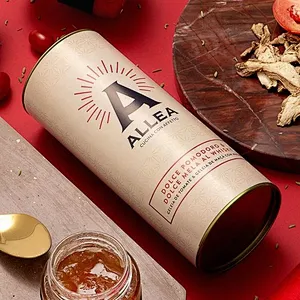 Custom Craft Paper Tube Metal Lid Top and Bottom Base with Aluminum Foil Lining Food Grade Cylinder Packaging