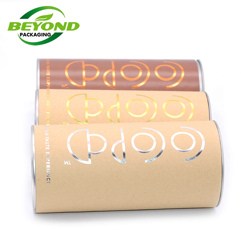 High Quality Eco Friendly Luxury Round Cylinder Paper Tube Packaging With Metal Lid Food Grade Material For Coffee Bean or Tea