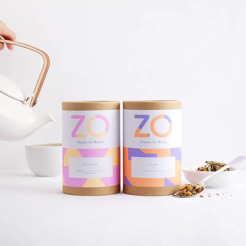Custom Brown Kraft Cardboard Cylinder Paper Tube Box Eco-friendly Packaging for Tea Small Tea Bag Gift Packaging Boxes