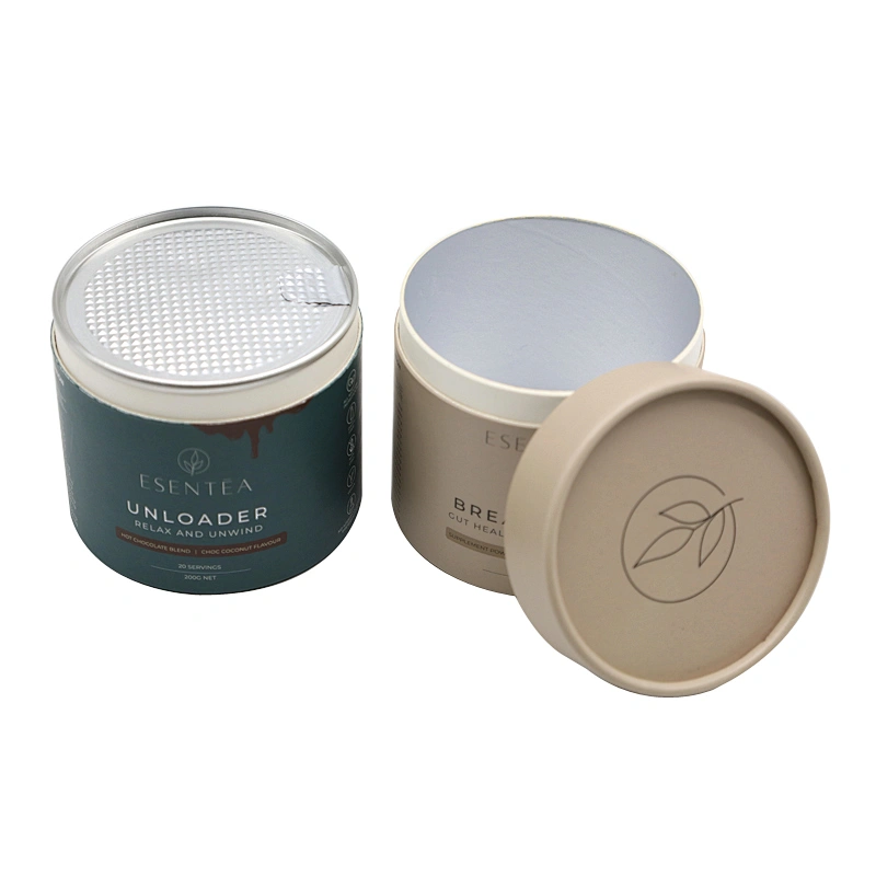 Recycled Round Cylinder Paper Tube Packaging Food Grade Airtight Easy Peel Off Paper Tube Packaging For Food Coffee Tea