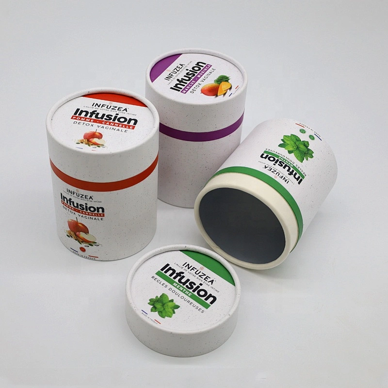 High Quality Round Cylinder Food Grade Paper Tube Packaging With Metal Lid Packing for Tea Coffee Or Powder