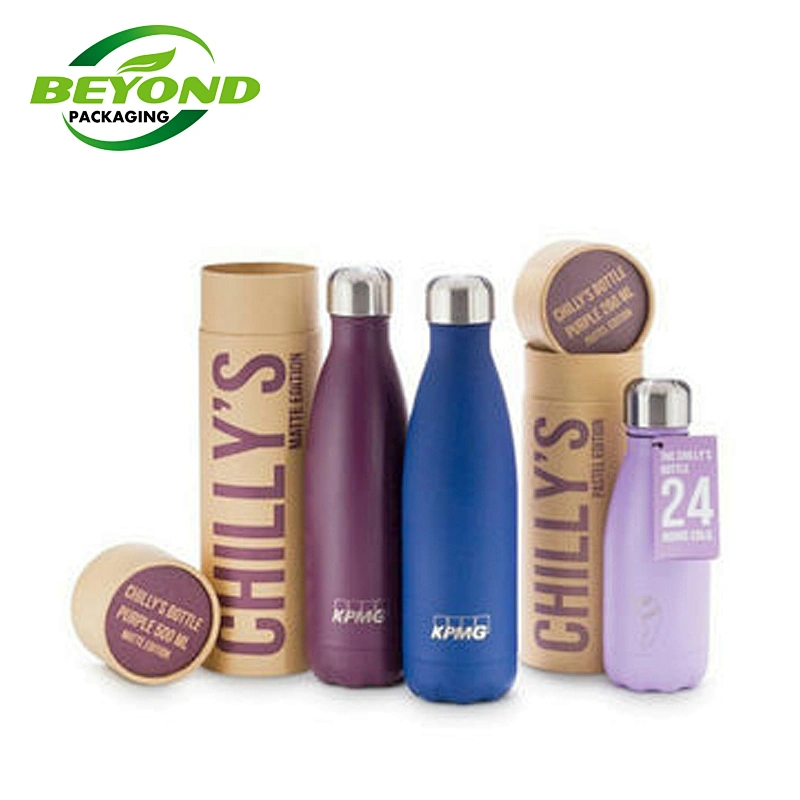 Customized High Quality Recyclable Round Water Bottle Packaging Kraft Paper Cylindrical Tube Tea Packaging Boxes