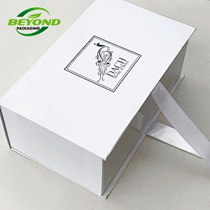 Custom Cardboard Paper Wedding Gift Box Packaging with Ribbon Paper Boxes Luxury Rigid Magnetic Closure Gift Paper Box