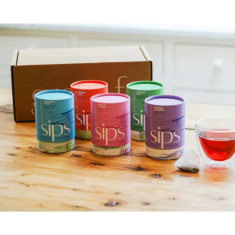 Custom Food Grade Recycled Cardboard Cylinder Herbs Tea Coffee Packaging Box Round Matt Lamination Paper Tube Packaging