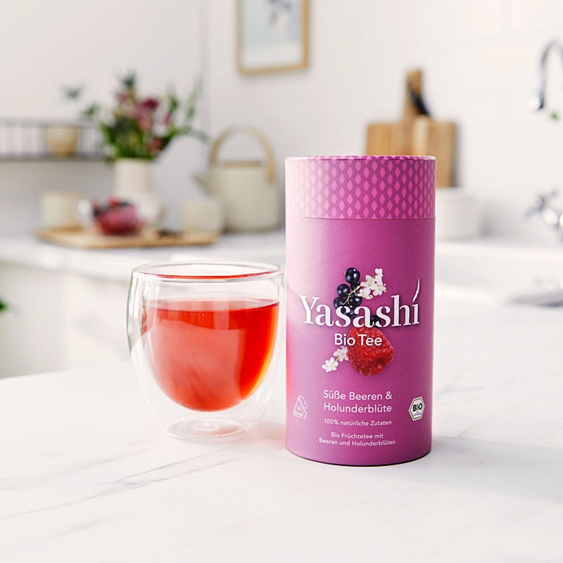 Custom printed eco friendly round pink printing packaging cylinder tea gift cardboard kraft paper boxes tube
