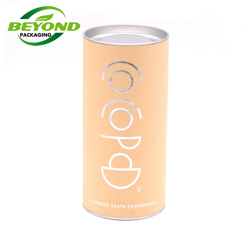 Customized Design Tin Lid Box Tea Paper Tube Packaging Biodegradable Cardboard Cylinder Roast Coffee Beans Canister