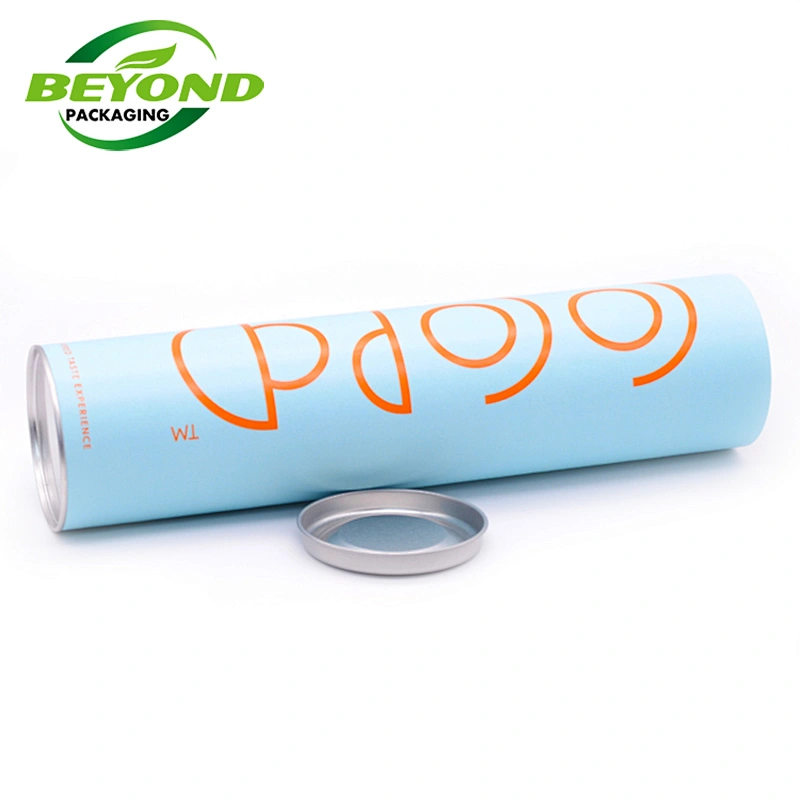 High Quality Eco Friendly Luxury Round Cylinder Paper Tube Packaging With Metal Lid Food Grade Material For Coffee Bean or Tea