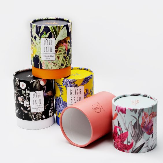 Free Sample Customized Design Eco Friendly Food Grade Paper Tube Container Round Packaging Tea Paper Cylinder Packaging