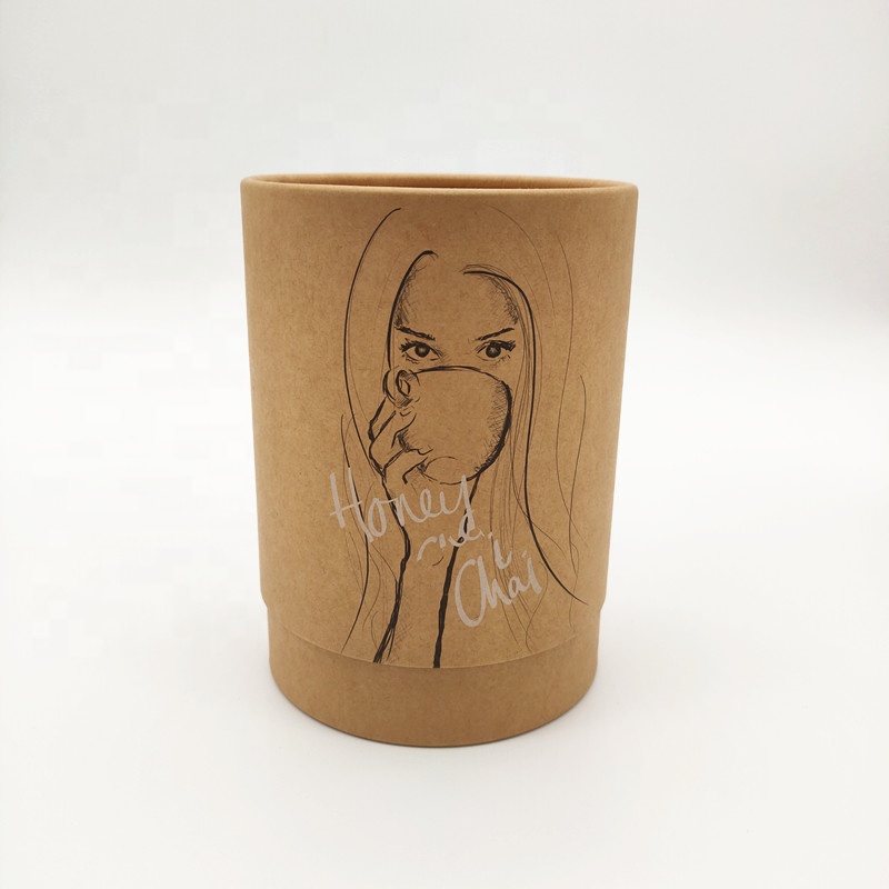 Custom 30cm 40cm 50cm Food Grade Eco-friendly Kraft Paper Tube Cylindrical Packaging Box for Loose Tea Coffee Nuts Pack