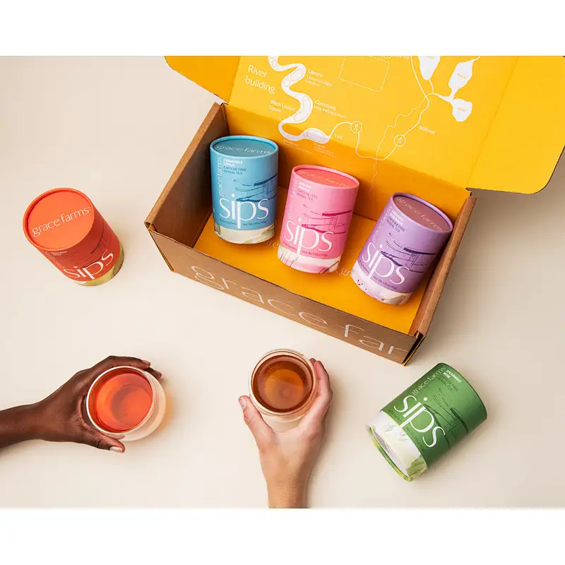 Wholesale custom printing small tea paper tubes recycled cardboard loose tea packaging tube cylinder box with logo