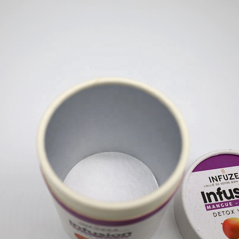 High Quality Round Cylinder Food Grade Paper Tube Packaging With Metal Lid Packing for Tea Coffee Or Powder