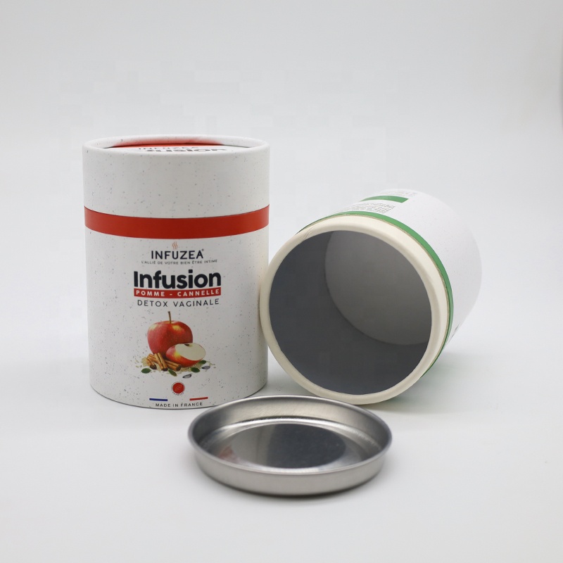 High Quality Round Cylinder Food Grade Paper Tube Packaging With Metal Lid Packing for Tea Coffee Or Powder