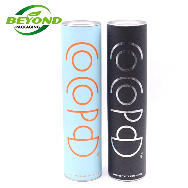 High Quality Eco Friendly Luxury Round Cylinder Paper Tube Packaging With Metal Lid Food Grade Material For Coffee Bean or Tea