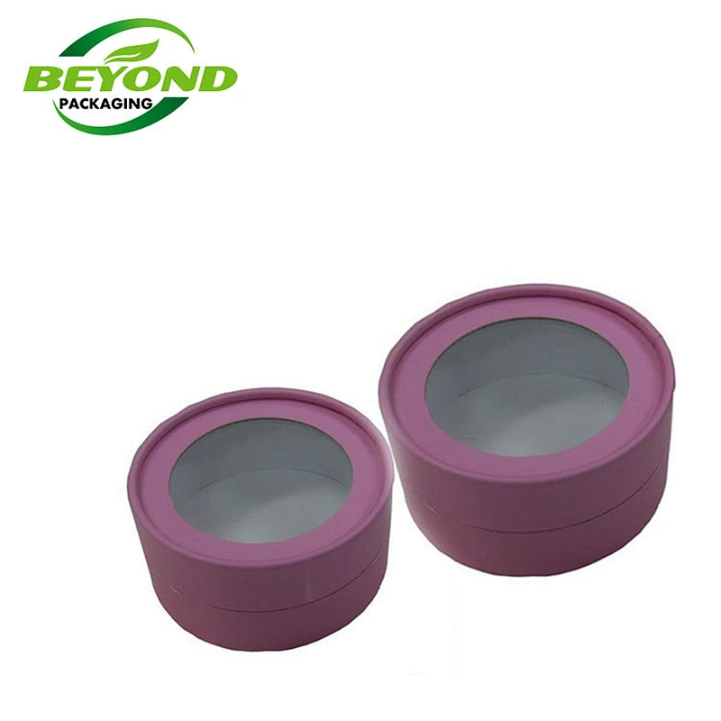 Eco Friendly Round  Cylinder  Recyclable Craft Card Box Paper Tube Food Chocolate Candy Gift Box Packaging with PET Window