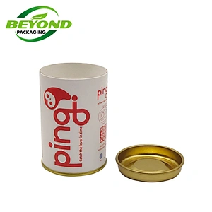 Custom Eco- friendly Food Grade  Paper Tube Container for Nuts Loose Tea Coffee Bean Powder Packaging with Mental Lid