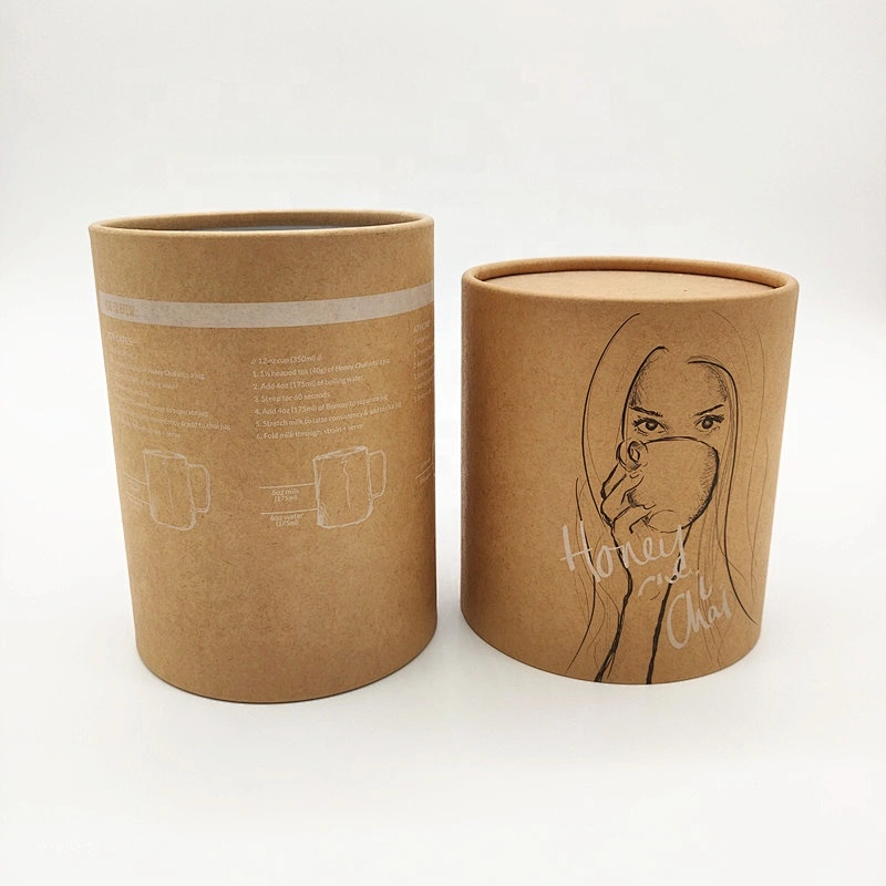 Custom Food Grade Cardboard Cylinder Sleeve Paper Tube Packaging Printing Design for Eco- friendly Tea Packaging