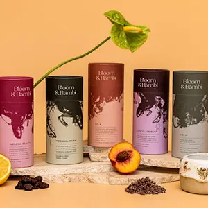 Custom Printing Food Grade Recycled Cardboard Cylinder Loose Leaf Tea Coffee Packaging Box Round Kraft Paper Tube Packaging