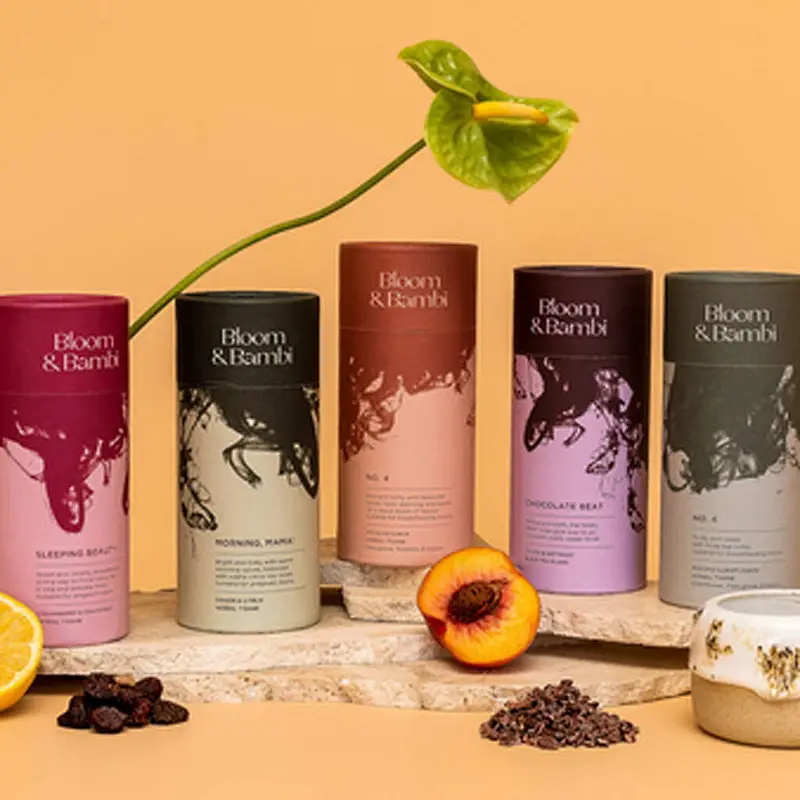 Custom Printing Food Grade Recycled Cardboard Cylinder Loose Leaf Tea Coffee Packaging Box Round Kraft Paper Tube Packaging