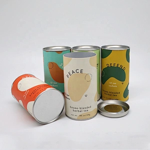Round Cylinder Eco Friendly High Quality Kraft Cardboard Paper Tube With Metal Lid Food Grade Material For Powder/Coffee Bean