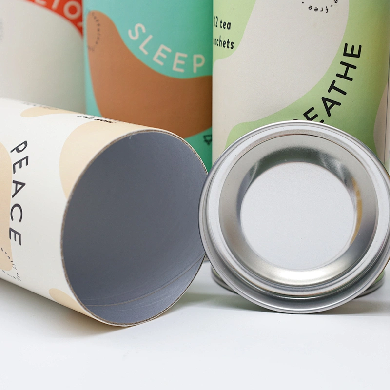 Customized Packaging With Metal Lid Biodegradable Tube Loose Leaf Tea Can Cylinder For Coffee/Protein Powder Paper Packaging