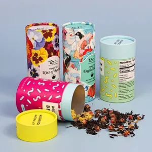 Biodegradable Tea Cylinder Carton Box Luxury Round Cardboard Food Container Paper Tube Box For Tea Packaging