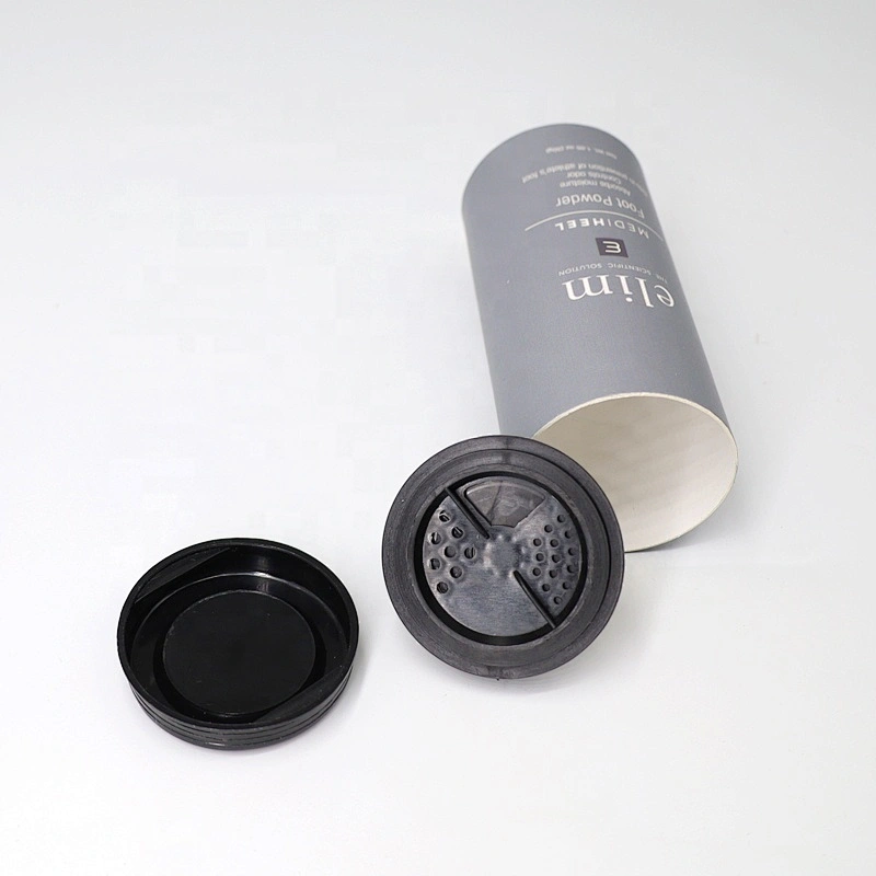 Custom made eco recycled cylinder cardboard shaker kraft paper tube spice salt packaging with plastic sifter for powder