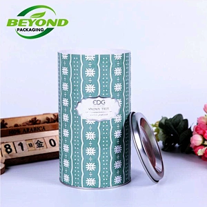 Food Grade Custom Printing Cardboard Creative Round Cylinder Nut Box Paper Tubes Tea Packaging  Cans with Metal Lid