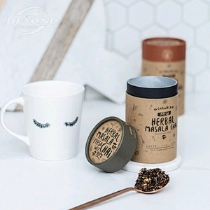 Custom Design Kraft Brown Round Cylinder Packaging Gift Box Recycle Food Paper Tube Canister with Lid