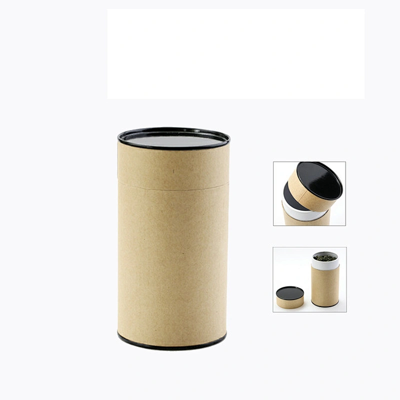 Biodegradable Food Grade Foil Packaging Customized Different Sizes Kraft Paper Tube Canister Cans With Metal Cover Lid