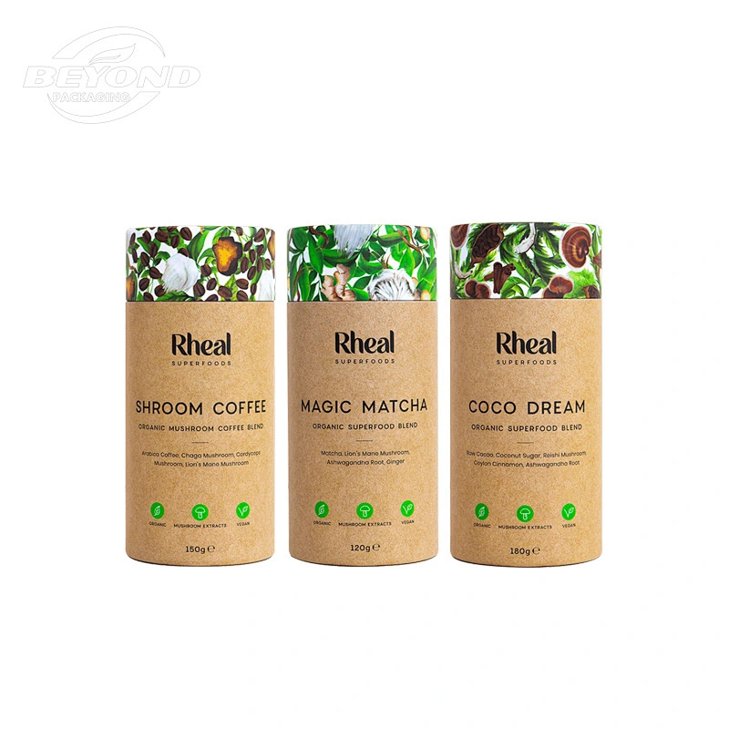 Custom Biodegradable Cardboard Eco -friendly Tea Cylinder Tube Packaging Round Box Wholesale Tea Bag Package