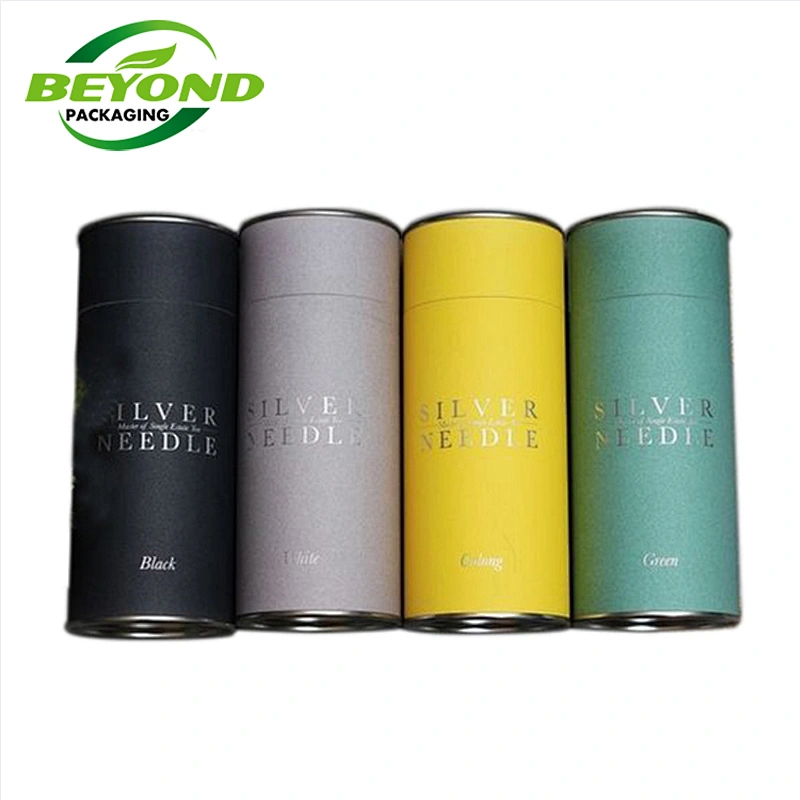 Food Grade Custom Printing Cardboard Creative Round Cylinder Nut Box Paper Tubes Tea Packaging  Cans with Metal Lid